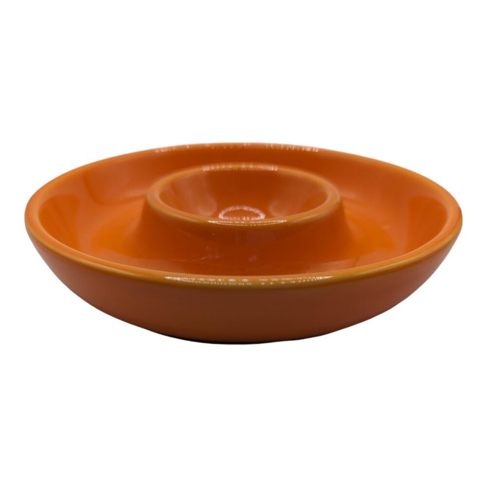 Vintage Crate & Barrel Small Individual Chip & Dip Bowl Fiesta Style Orange 7”